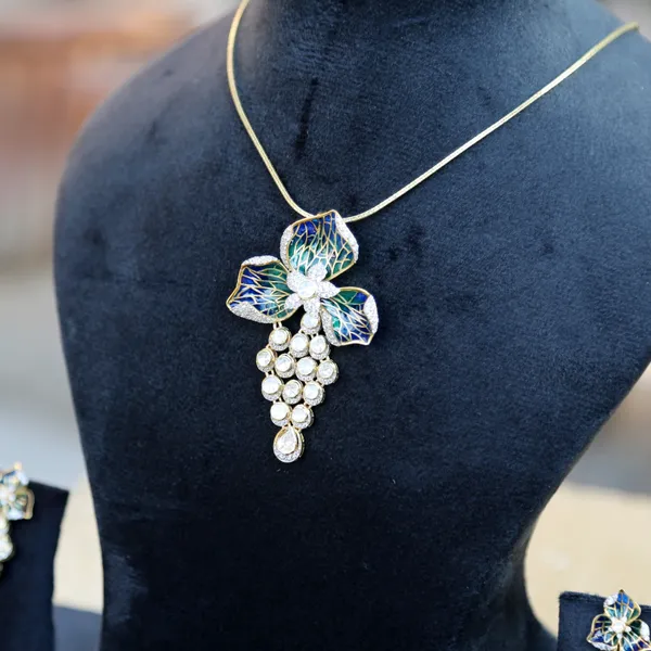 18K_Gold_Plated_925_Sterling_Silver_Mayura_Bloom_Necklace_Set_with_Earrings_for_Women