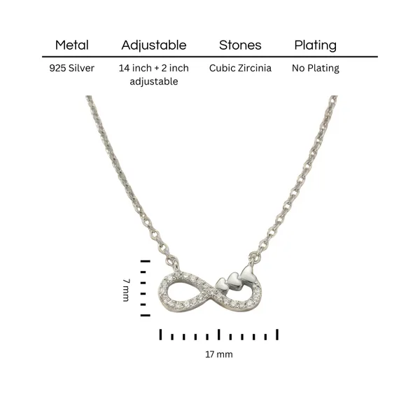 925_Sterling_Silver_Heartline_Infinity_Necklace_CZ_Stones_for_Women_With_Chain