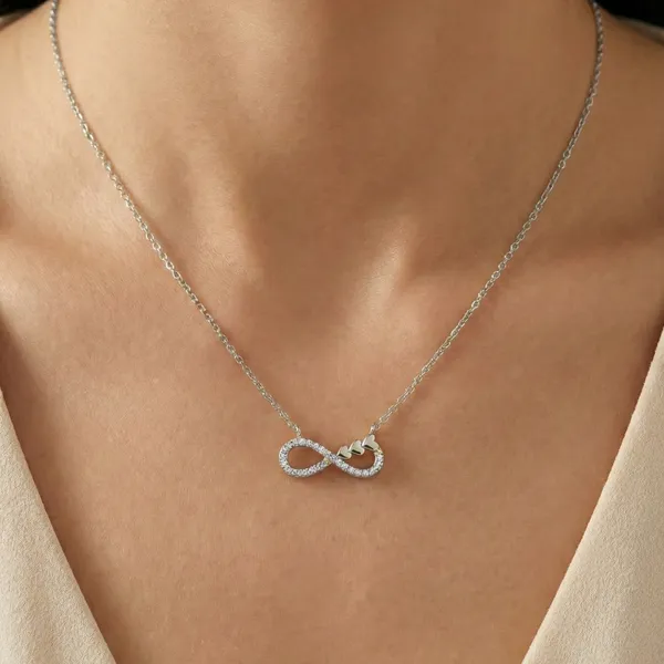 925_Sterling_Silver_Heartline_Infinity_Necklace_CZ_Stones_for_Women_With_Chain