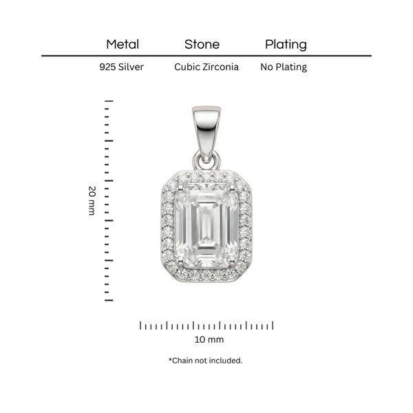 925_Sterling_Silver_Elite_Emerald_CZ_Pendant_Only_For_Women