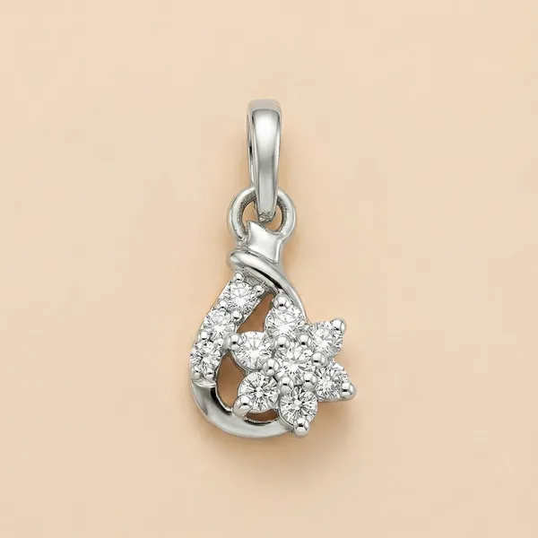 925_Sterling_Silver_Floral_Cluster_CZ_Pendant_Only_For_Women