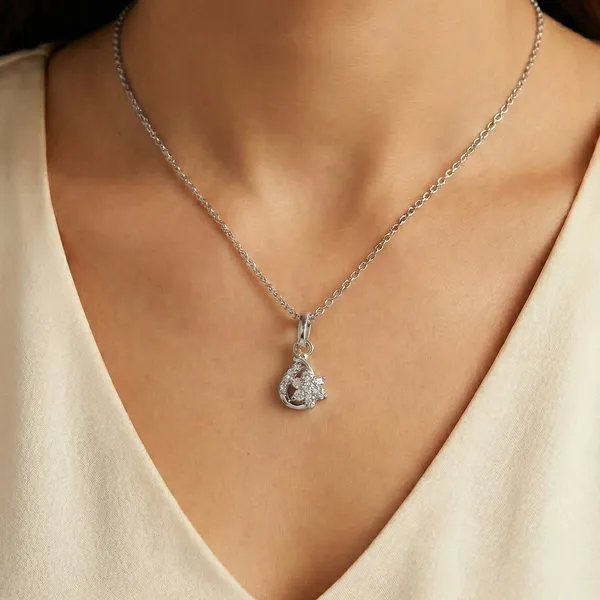 925_Sterling_Silver_Floral_Cluster_CZ_Pendant_Only_For_Women