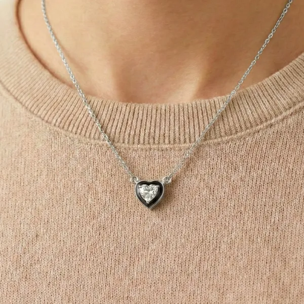 925_Sterling_Silver_Moonlit_Love_Heart_Necklace_CZ_For_Women_with_Chain