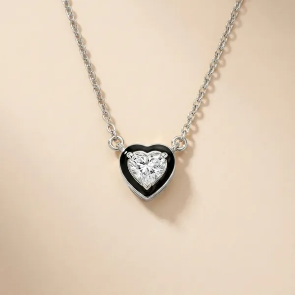 925_Sterling_Silver_Moonlit_Love_Heart_Necklace_CZ_For_Women_with_Chain