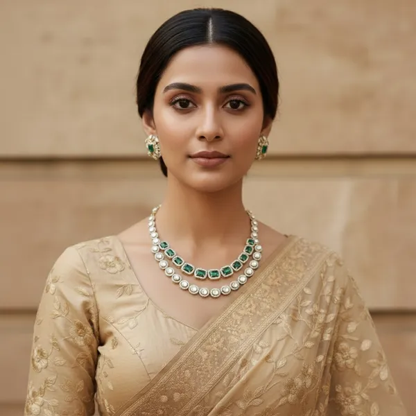 18K_Gold_Plated_925_Sterling_Silver_Ziya_Emerald_Polki_Necklace_Set_with_Earrings_for_Women
