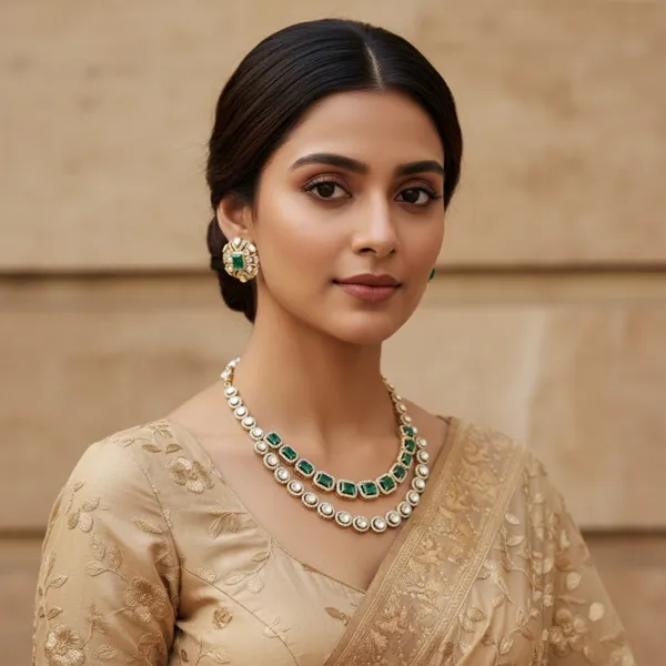 18K_Gold_Plated_925_Sterling_Silver_Ziya_Emerald_Polki_Necklace_Set_with_Earrings_for_Women