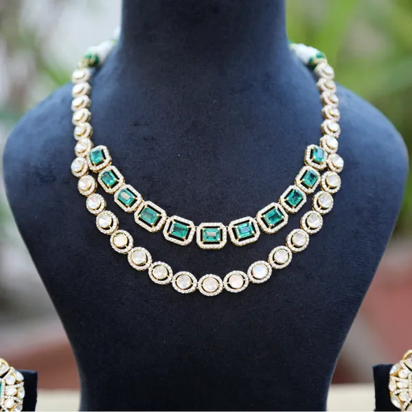 18K_Gold_Plated_925_Sterling_Silver_Ziya_Emerald_Polki_Necklace_Set_with_Earrings_for_Women