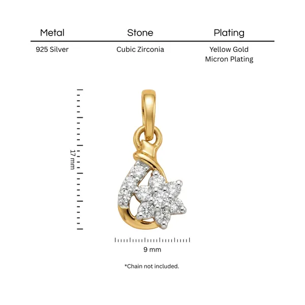 18k_Gold_Plated_925_Sterling_Silver_Floral_Cluster_CZ_Pendant_Only_For_Women