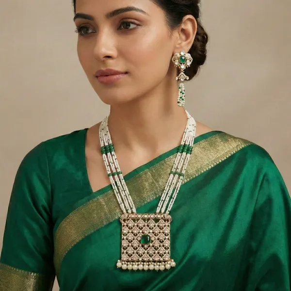 18K_Gold_Plated_925_Sterling_Silver_Heritage_Polki_Panel_Necklace_Set_with_Earrings_for_Women