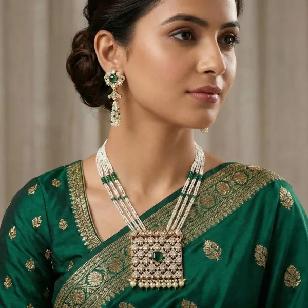 18K_Gold_Plated_925_Sterling_Silver_Heritage_Polki_Panel_Necklace_Set_with_Earrings_for_Women