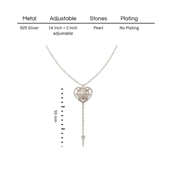 925_Sterling_Silver_Heartlock_Key_Necklace_with_Pearls_for_Women_With_Chain