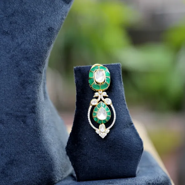 18K_Gold_Plated_925_Sterling_Silver_Luma_Emerald_Centre_Choker_Necklace_Set_with_Earrings_for_Women