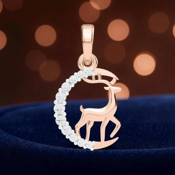 18K_Gold_Plated_925_Sterling_Silver_Enchanted_Deer_Pendant_Only_For_Women_(Without_Chain)