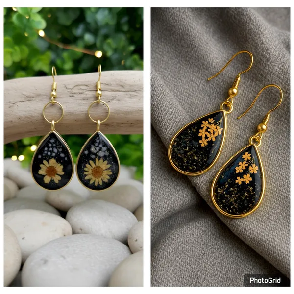 Floral_Black_&_Golden_Drop_Earrings_For_Women_(Pack_Of_2)