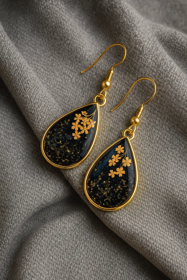 Floral_Black_&_Golden_Drop_Earrings_For_Women_(Pack_Of_2)