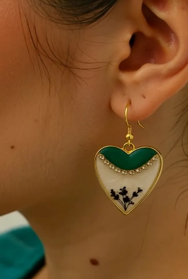 Green_&_Off_White__Heart_Earrings_For_Women_(Pack_Of_2)