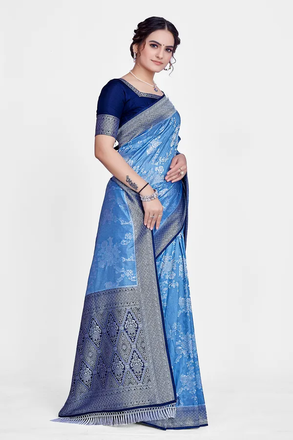 crystal_silk_Blue_Saree_For_Women