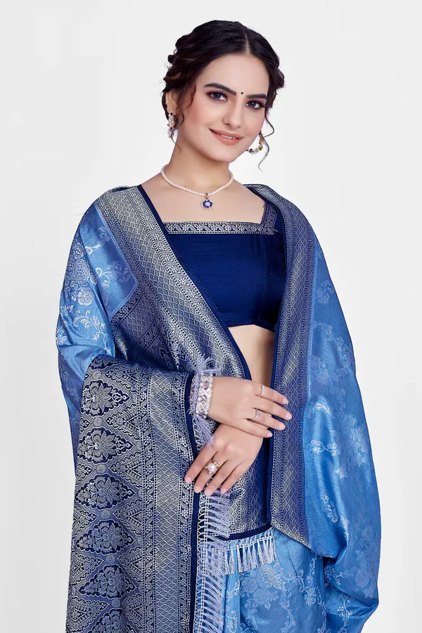crystal_silk_Blue_Saree_For_Women