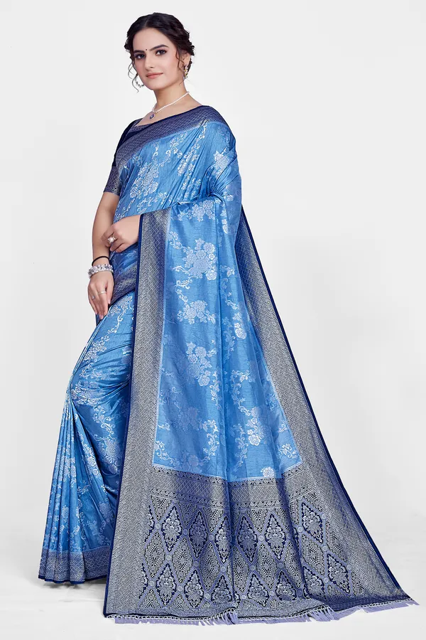 crystal_silk_Blue_Saree_For_Women