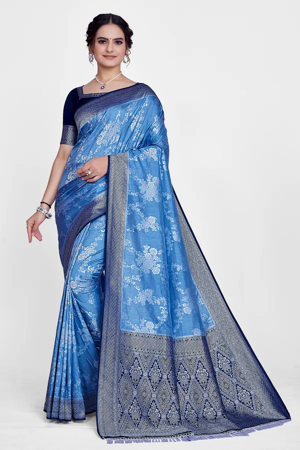 crystal_silk_Blue_Saree_For_Women