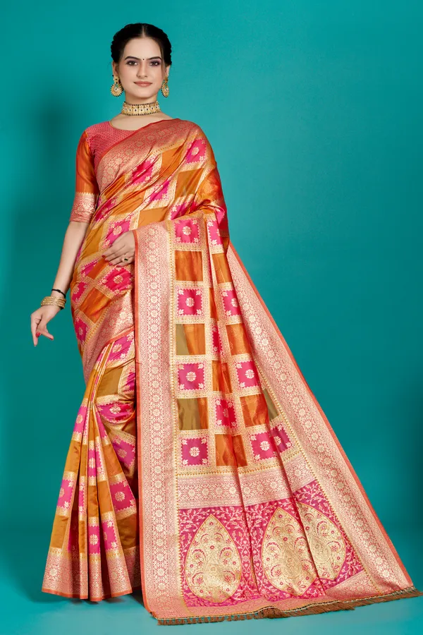 Premium_Organza_Banarasi_Silk_Sarees_new_collection_for_wedding_Occasion_with_Gold_Tone_Zari_work_Beautiful_Saree