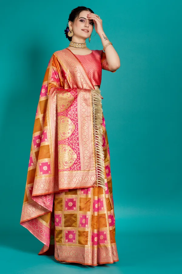 Premium_Organza_Banarasi_Silk_Sarees_new_collection_for_wedding_Occasion_with_Gold_Tone_Zari_work_Beautiful_Saree
