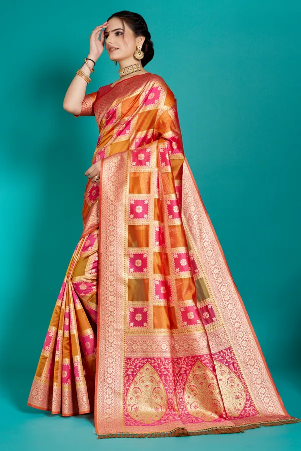 Premium_Organza_Banarasi_Silk_Sarees_new_collection_for_wedding_Occasion_with_Gold_Tone_Zari_work_Beautiful_Saree