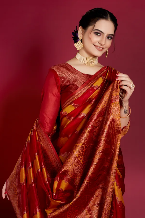 Organza_Saree_with_Blouse_Piece_|_Stylish_Saree_for_Women_Functions