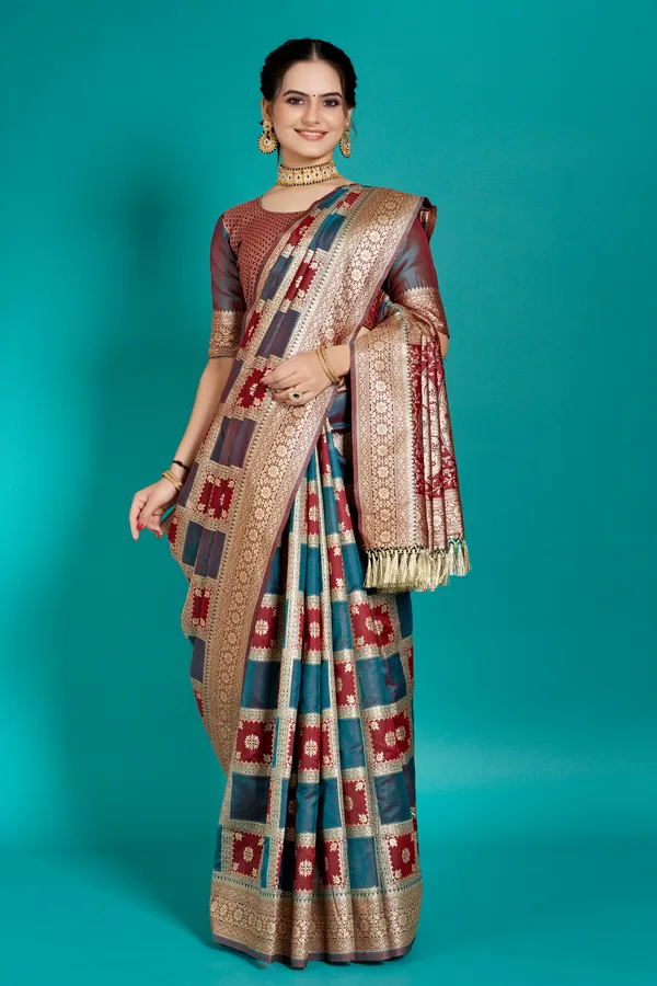 Premium_Organza_Banarasi_Silk_Sarees_new_collection_for_wedding_Occasion_with_Gold_Tone_Zari_work_Beautiful_Saree