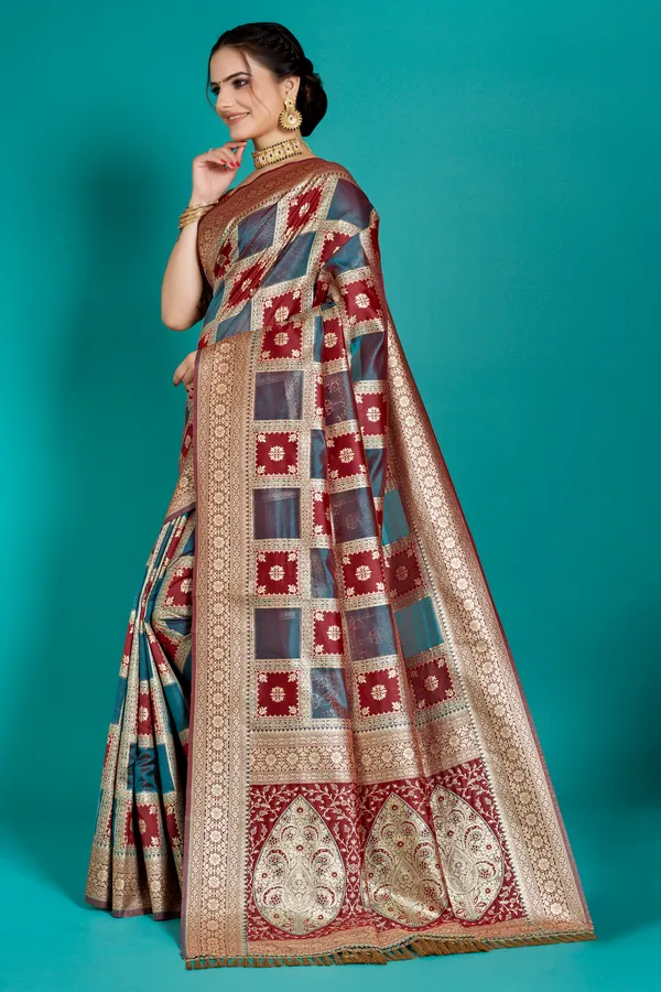 Premium_Organza_Banarasi_Silk_Sarees_new_collection_for_wedding_Occasion_with_Gold_Tone_Zari_work_Beautiful_Saree
