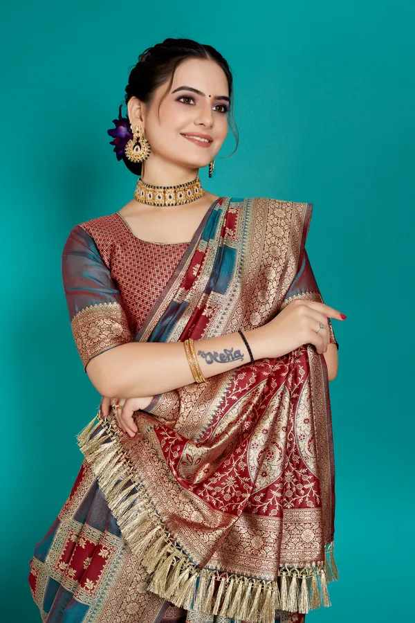Premium_Organza_Banarasi_Silk_Sarees_new_collection_for_wedding_Occasion_with_Gold_Tone_Zari_work_Beautiful_Saree