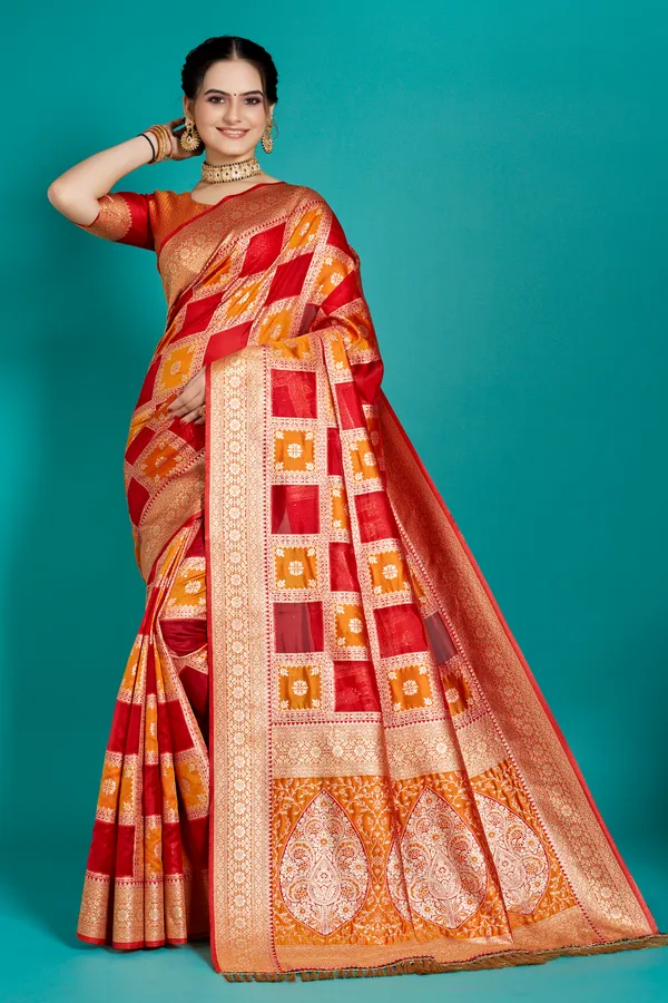 Premium_Organza_Banarasi_Silk_Sarees_new_collection_for_wedding_Occasion_with_Gold_Tone_Zari_work_Beautiful_Saree