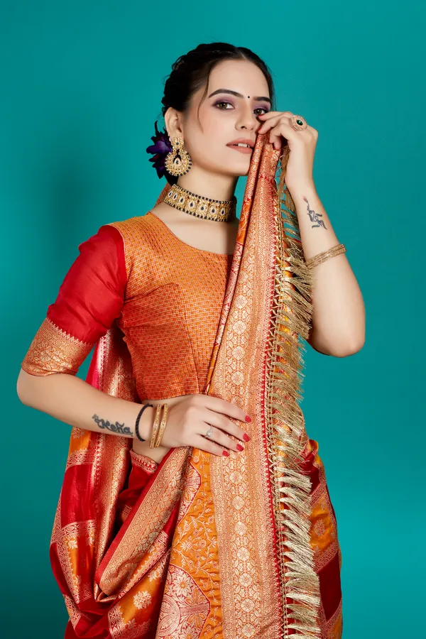 Premium_Organza_Banarasi_Silk_Sarees_new_collection_for_wedding_Occasion_with_Gold_Tone_Zari_work_Beautiful_Saree