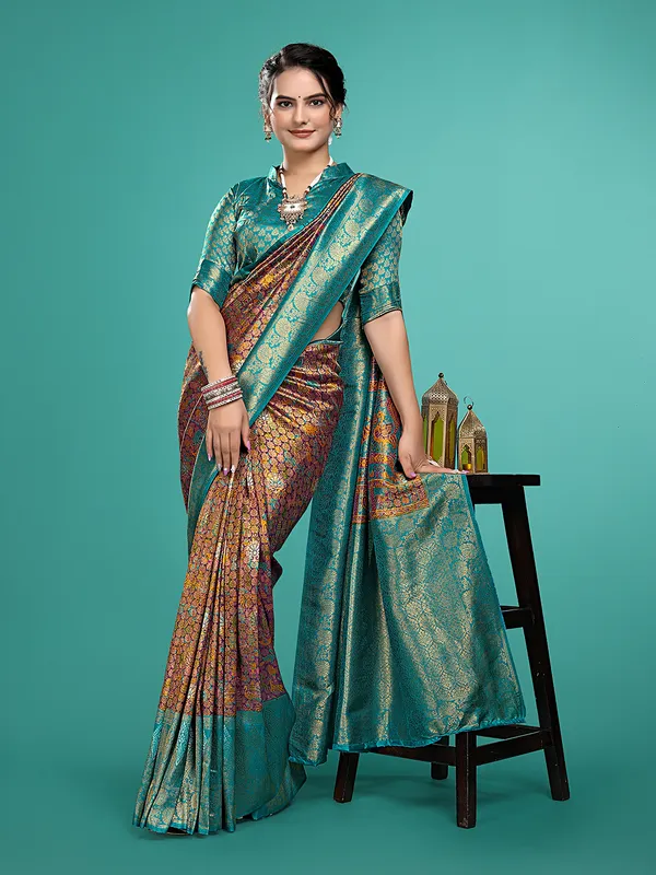 Premium_Nylon_Softy__Banarasi_Silk_Sarees_new_collection_for_wedding_Occasion_with_Gold_Tone_Zari_work_in_a_elegant_Firozi_Colour_||_Best_collection_of_Sarees_for_women_at_Lowest_Prices_with_Free_Shipping_||_COD_also_available