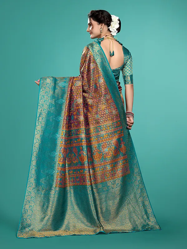 Premium_Nylon_Softy__Banarasi_Silk_Sarees_new_collection_for_wedding_Occasion_with_Gold_Tone_Zari_work_in_a_elegant_Firozi_Colour_||_Best_collection_of_Sarees_for_women_at_Lowest_Prices_with_Free_Shipping_||_COD_also_available