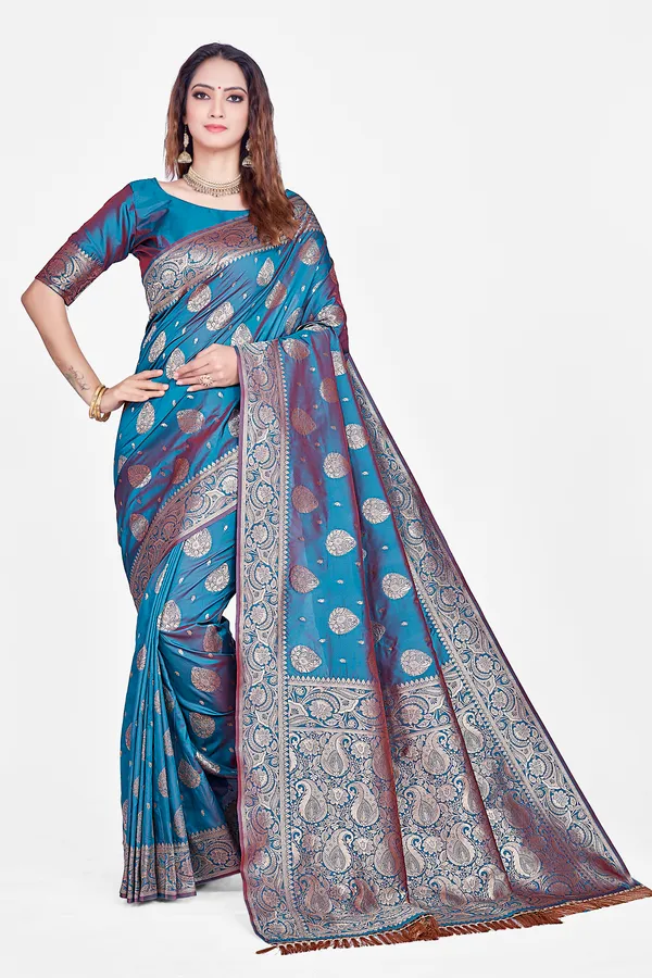 Sky_Blue_Banarsi_Silk_Saree_For_Women