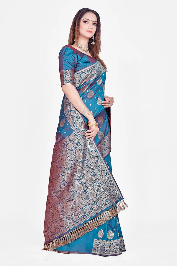 Sky_Blue_Banarsi_Silk_Saree_For_Women