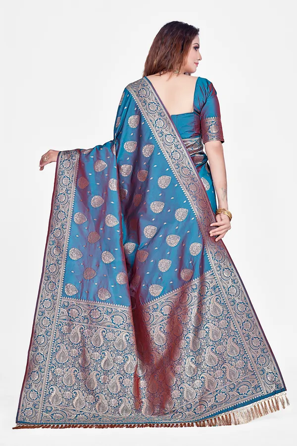 Sky_Blue_Banarsi_Silk_Saree_For_Women