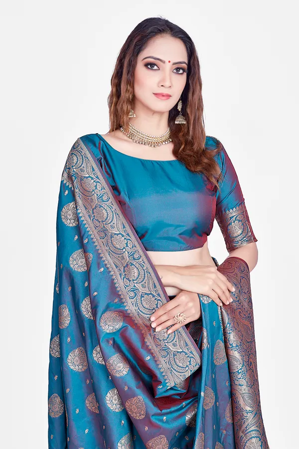 Sky_Blue_Banarsi_Silk_Saree_For_Women