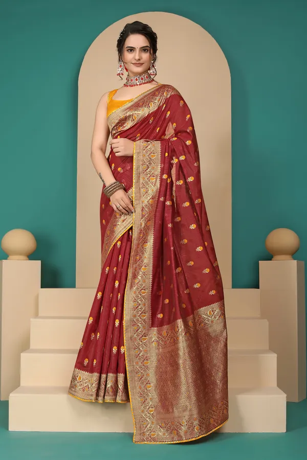 Maroon_Cotton_Saree_For_Women