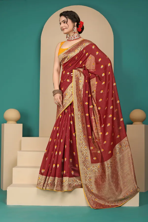 Maroon_Cotton_Saree_For_Women