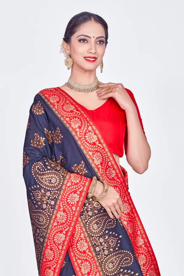 Blue_+_Red_Dola_Saree_For_Women