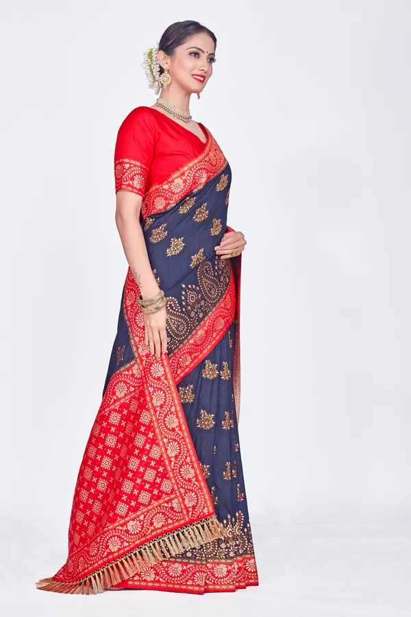 Blue_+_Red_Dola_Saree_For_Women