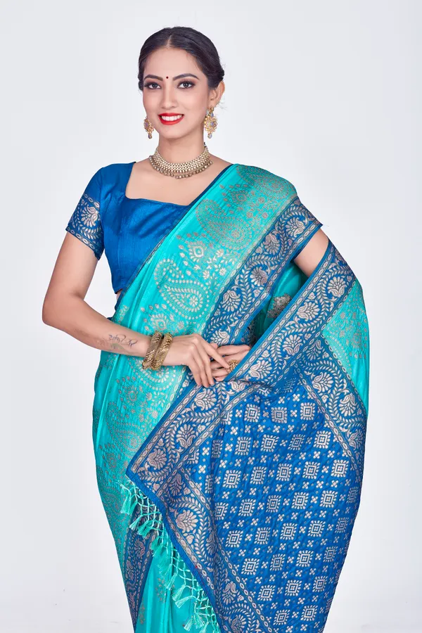 Sky_Blue_Dola_Saree_For_Women