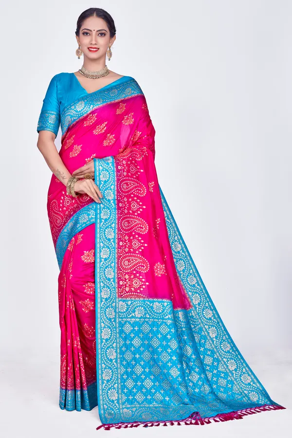Pink_+_Sky_Blue_Dola_Saree_For_Women
