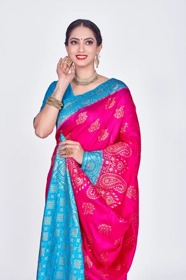 Pink_+_Sky_Blue_Dola_Saree_For_Women