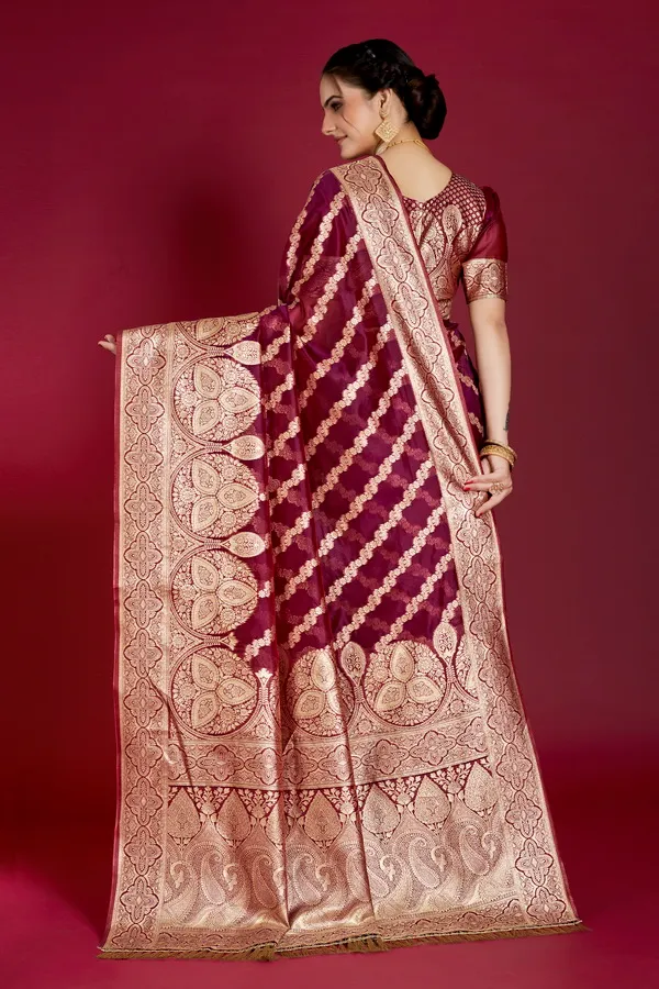 Maroon_Organza_Saree_For_Women