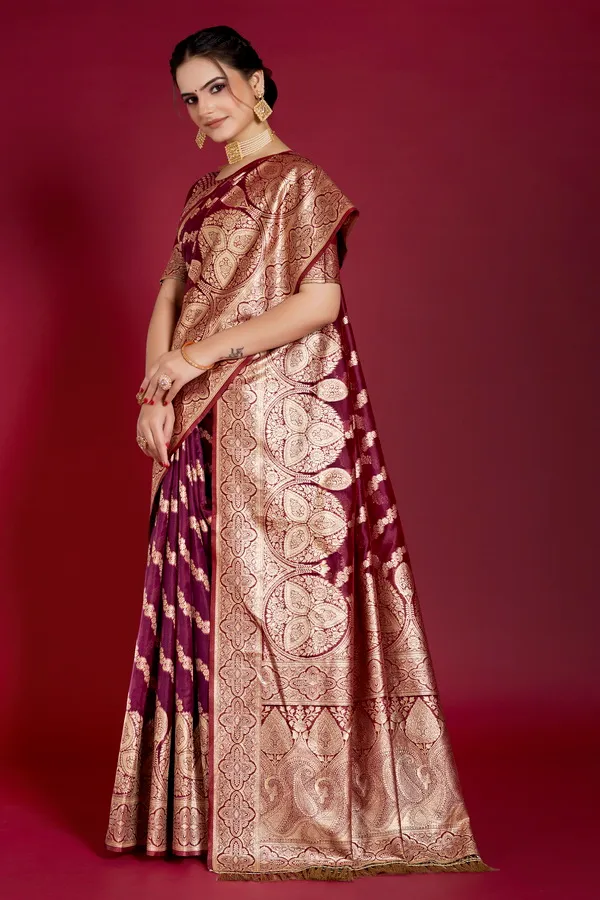 Maroon_Organza_Saree_For_Women