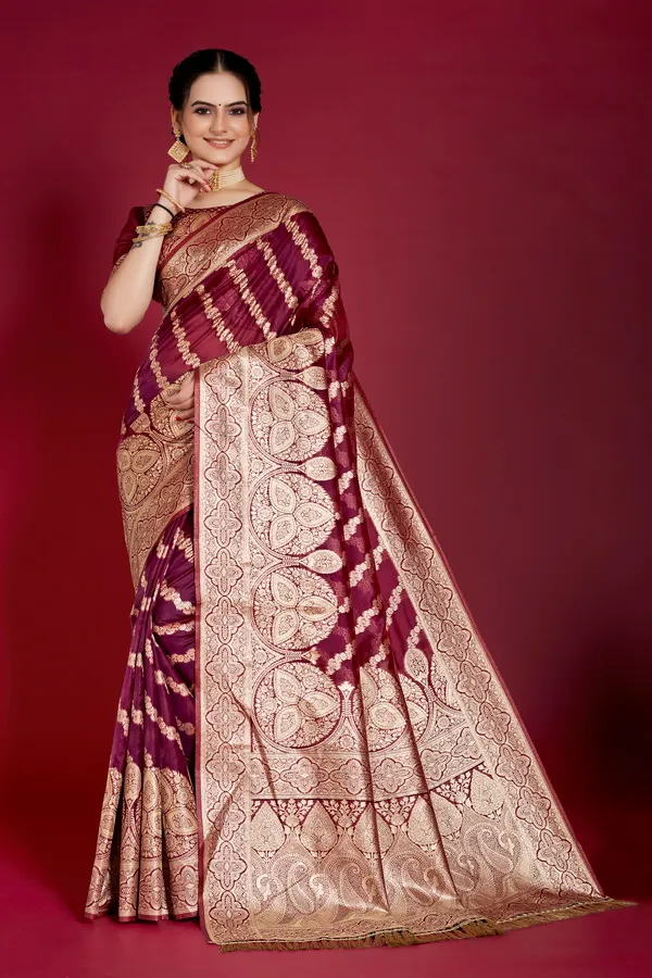 Maroon_Organza_Saree_For_Women