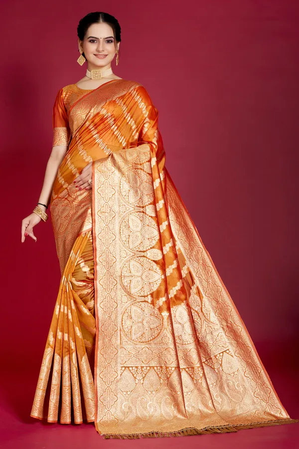 Orange_Organza_Saree_For_Women